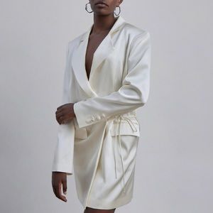 Silk white blazer dress